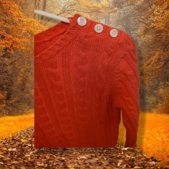 Land's End orange crew neck sweater, size 14-16 - Picture 3 of 5